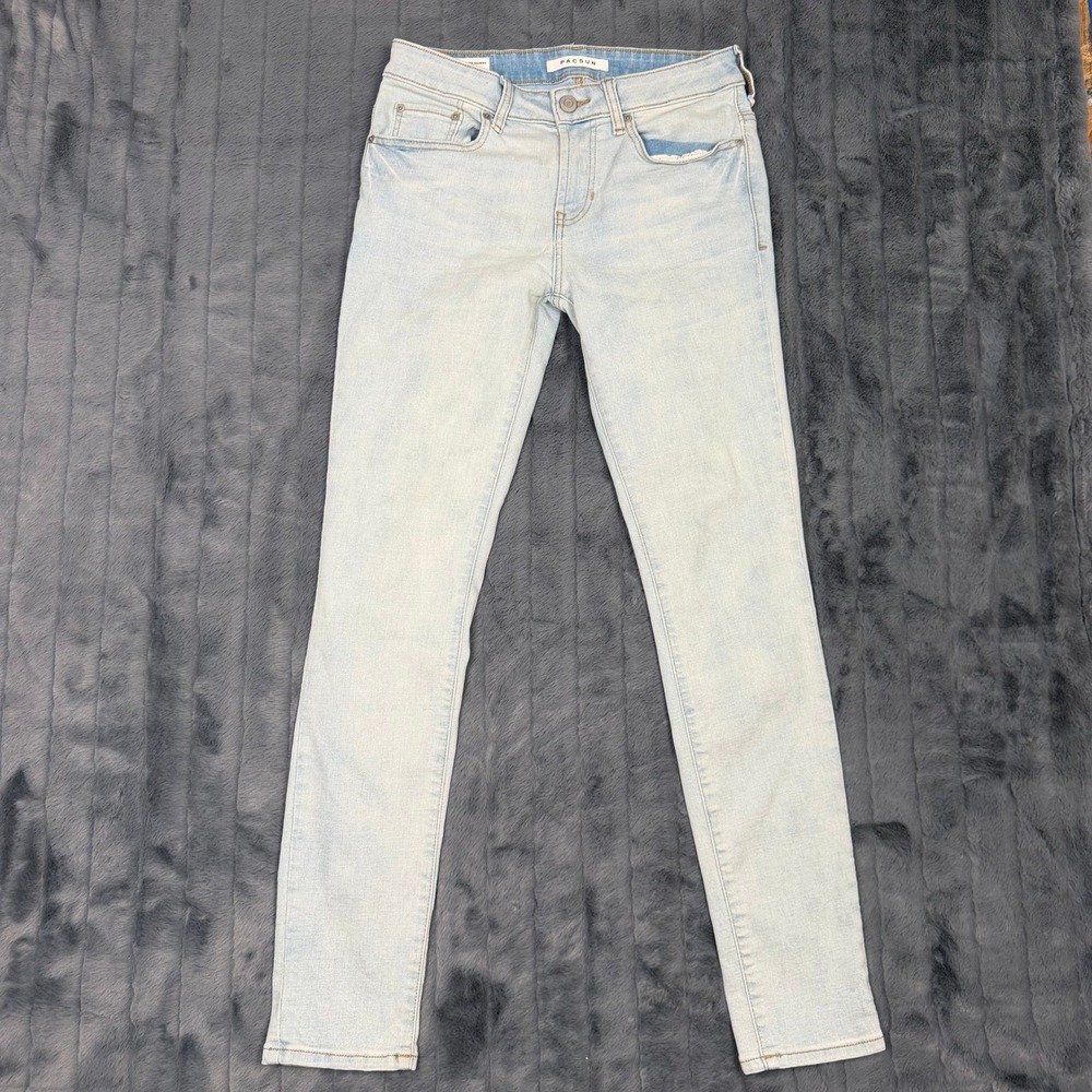 PacSun Mens Stacked Skinny Light Wash Blue Denim Jeans 28x30 Stretch RN090233